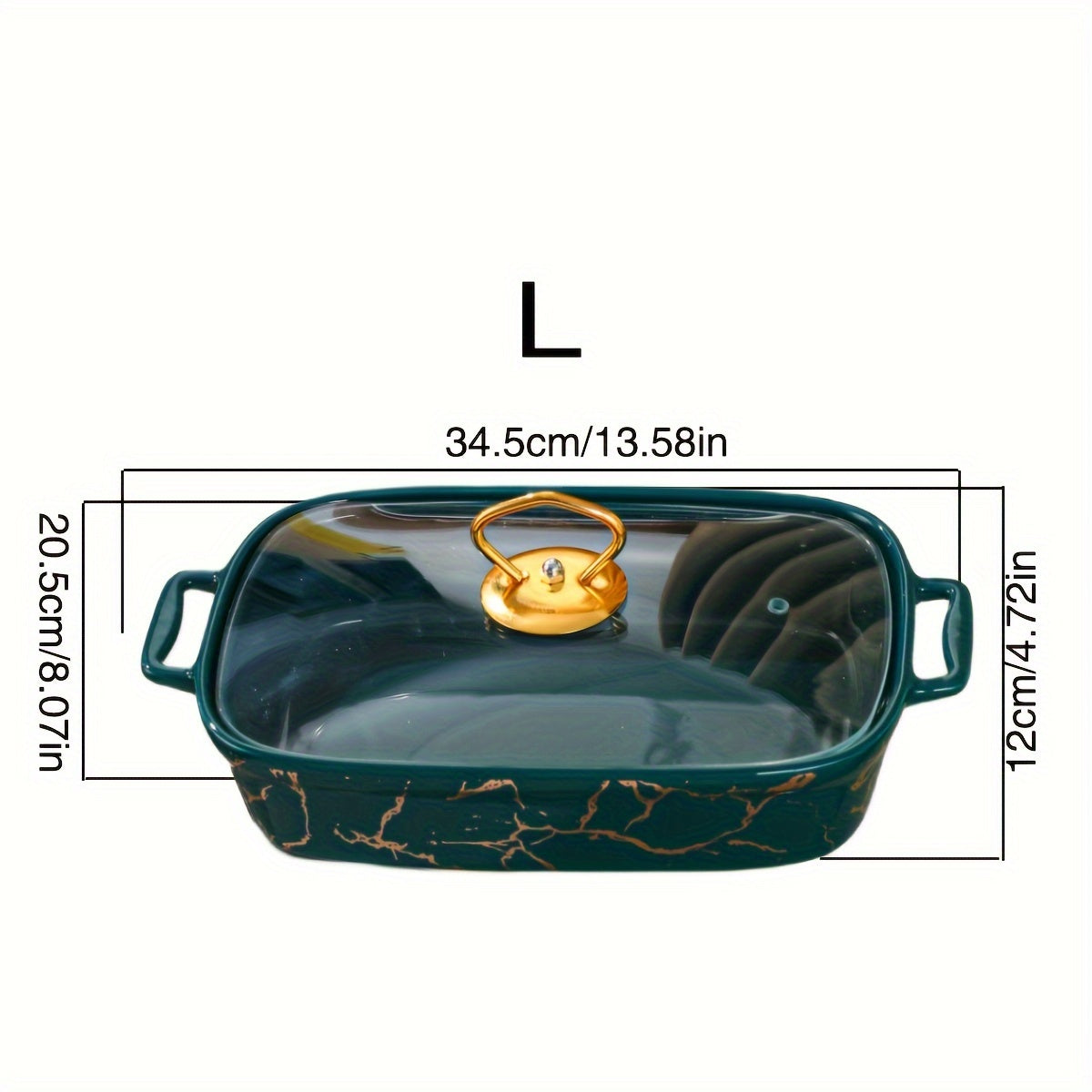 Rectangular Ceramic Casserole with Lid and Dual Handles Small Medium Large