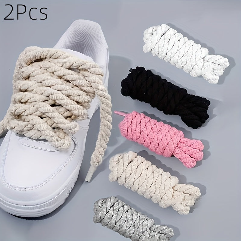 2-Pack Thick Canvas Shoe Laces for Casual Sneakers and Boots Black White Gray