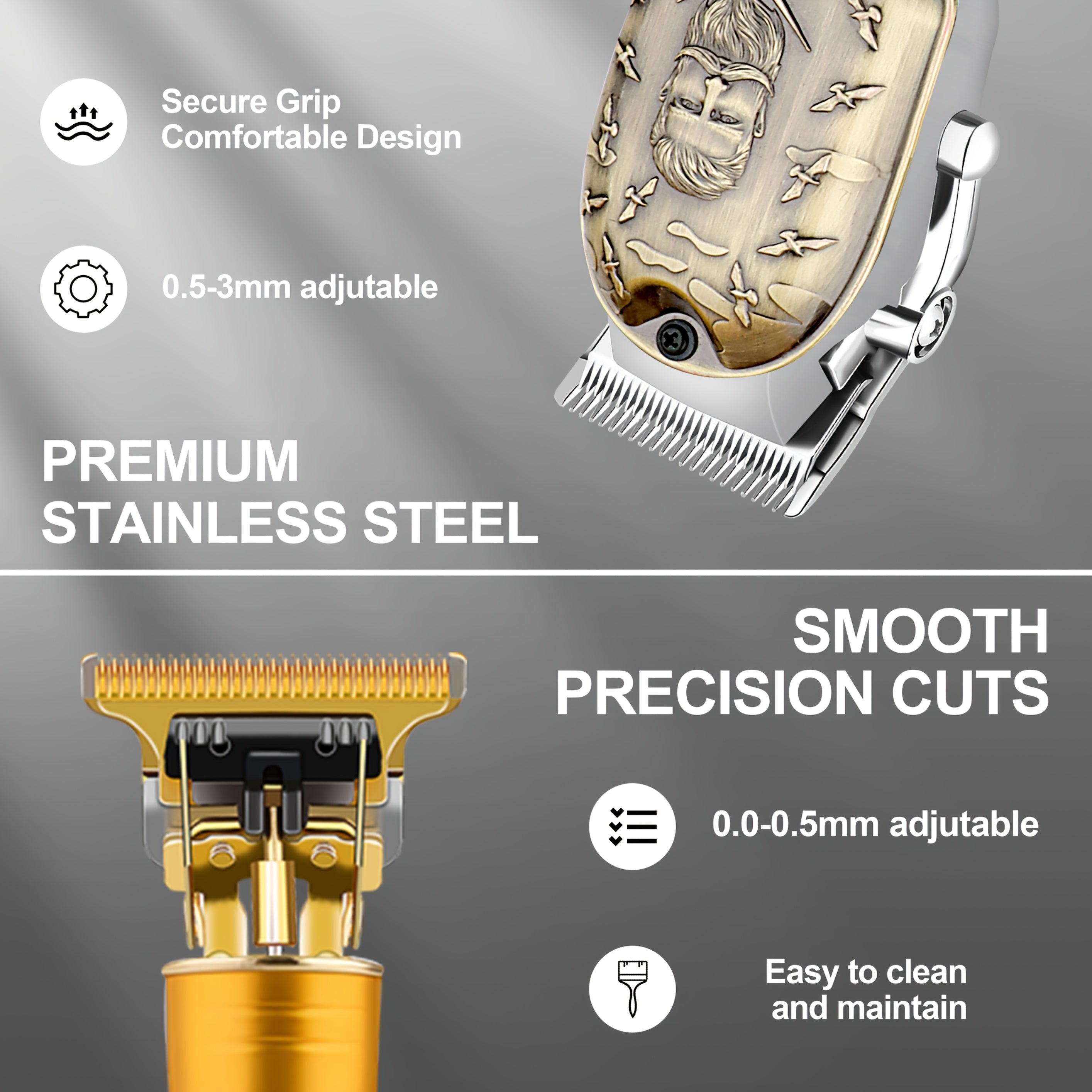 Set de cortapelos y recortadora profesional de 3 piezas, uso inalámbrico para barberos