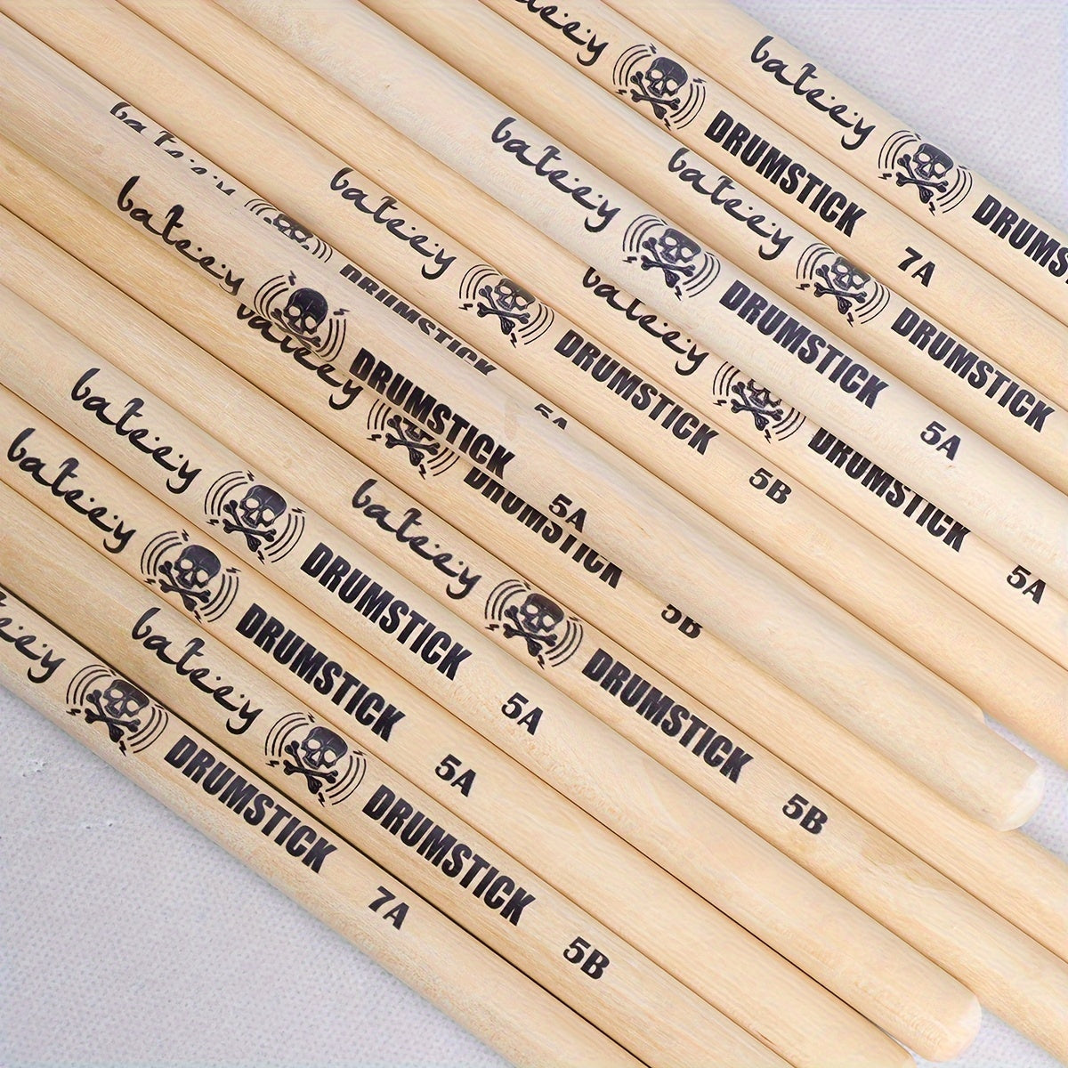 Maple Drumsticks with Skull Pattern 5A 7A 5B Uncharged Mixed Color