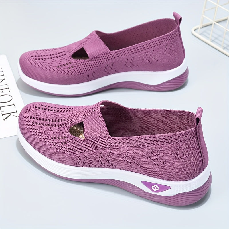 Ladies Hollow Breathable Sports Shoes Casual Lightweight Flat Walking Shoes