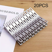 Set of 20 Heavy Duty Stainless Steel Clothespins for Hanging, Food Seals, Photos