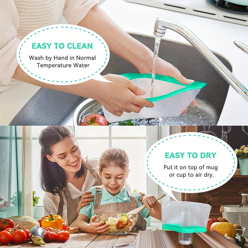 Reusable Food Storage Bags Set of 5 Leak-Proof Freezer Bags for Fruits Vegetables Snacks