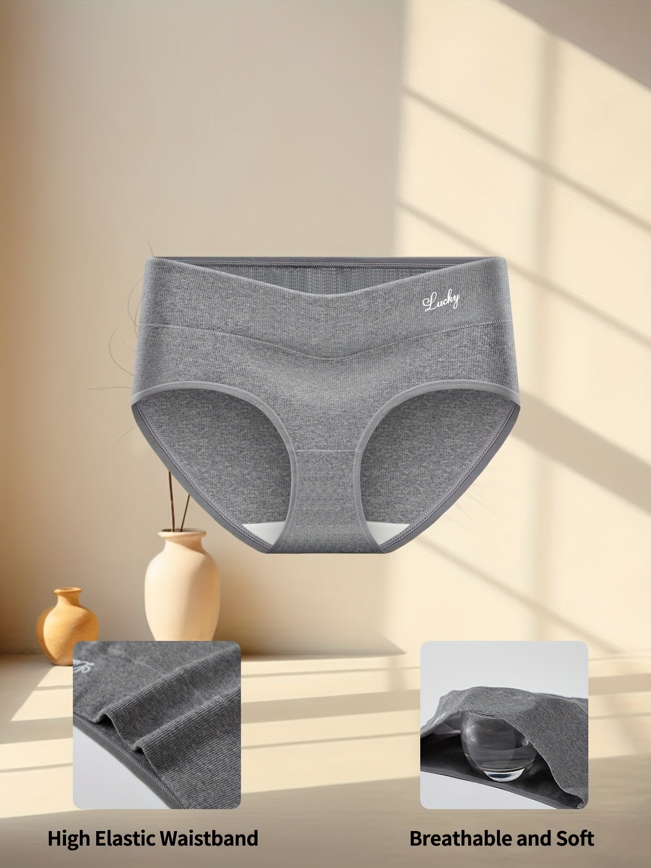 Women's Cotton Briefs 3-Pack Mid-Waist Breathable Skin-Friendly Underwear