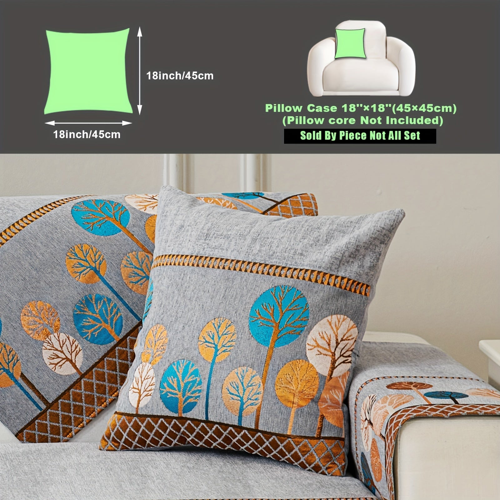 Bohemian Style Sofa Cover with Moonlight Forest Tree Pattern Non-Slip Machine Washable for Single to Quadruple Seat Sofas