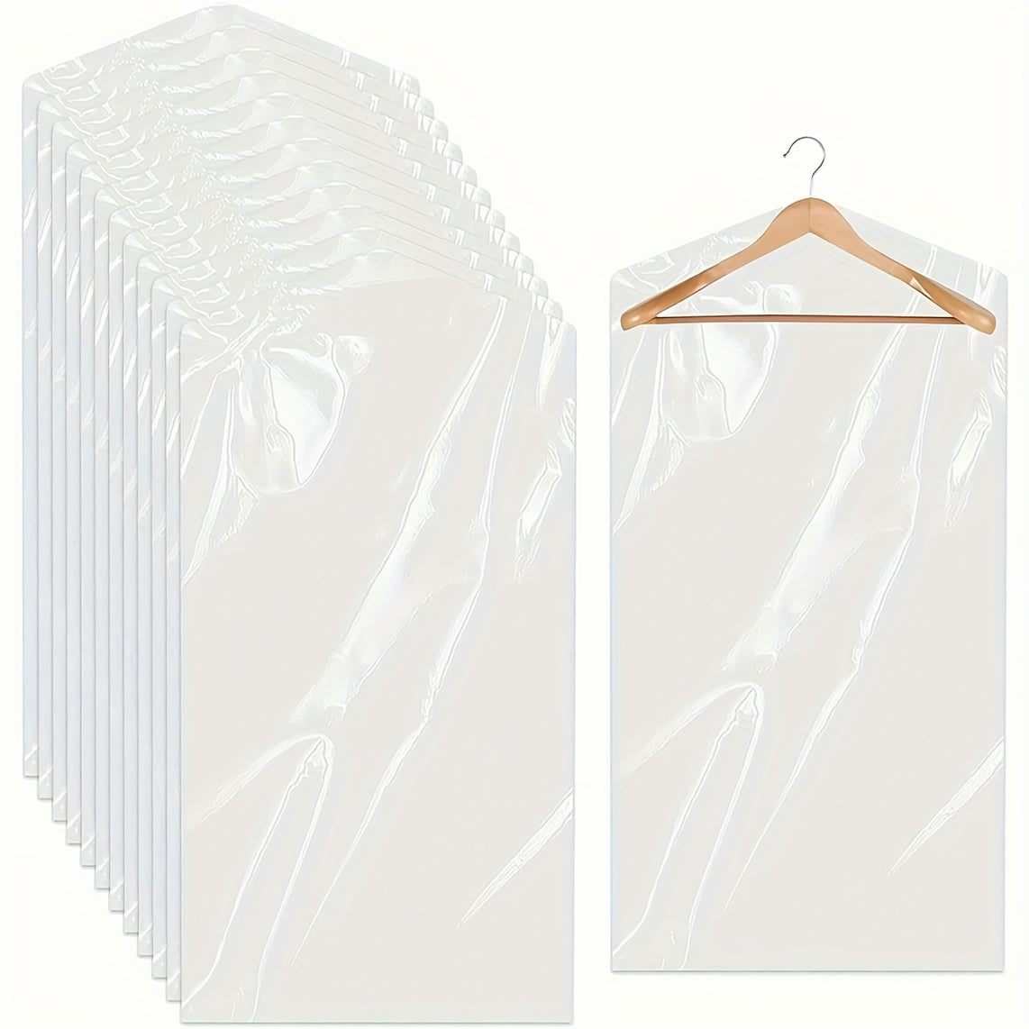 20-Pack Clear Plastic Garment Bags for Suits Dresses Coats Dustproof Storage