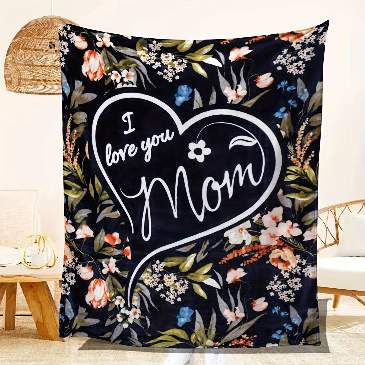 Flannel Fleece Throw Blanket with Heart Design for Mom Cozy Gift for Mother