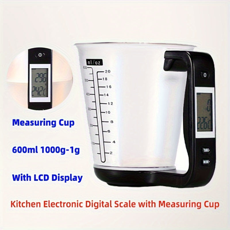 Digital Kitchen Scale with Measuring Cup LCD Display Leak-Proof 1000g-1g