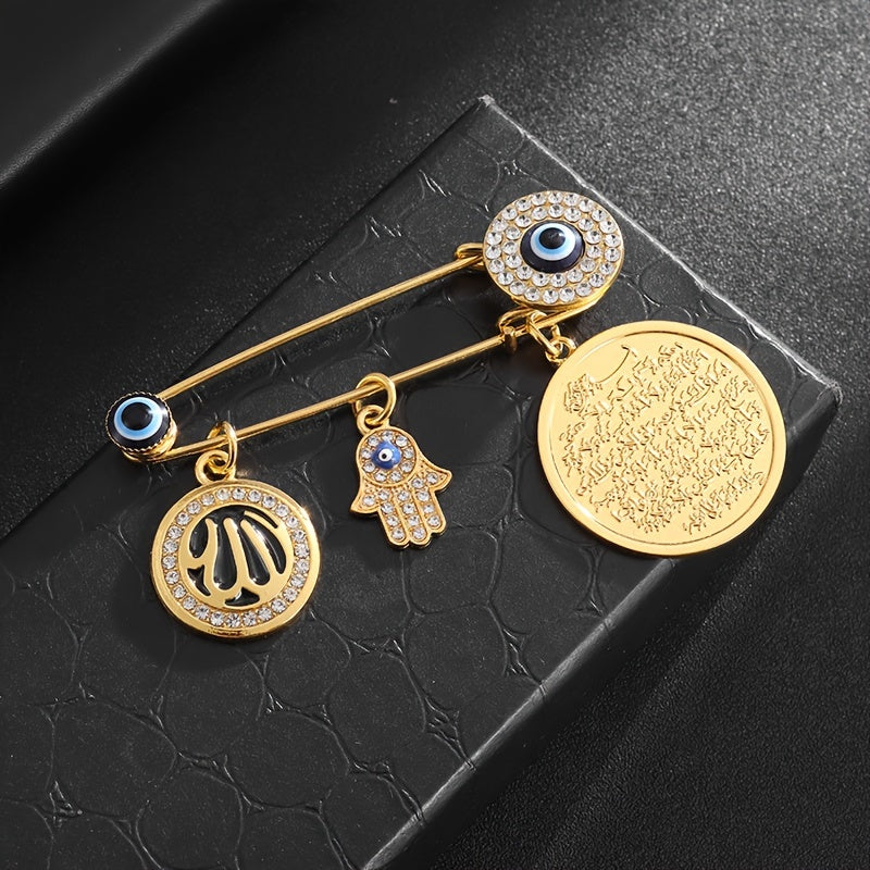 Evil Eye Brooch with Blue Amulet Islamic Jewelry Gift