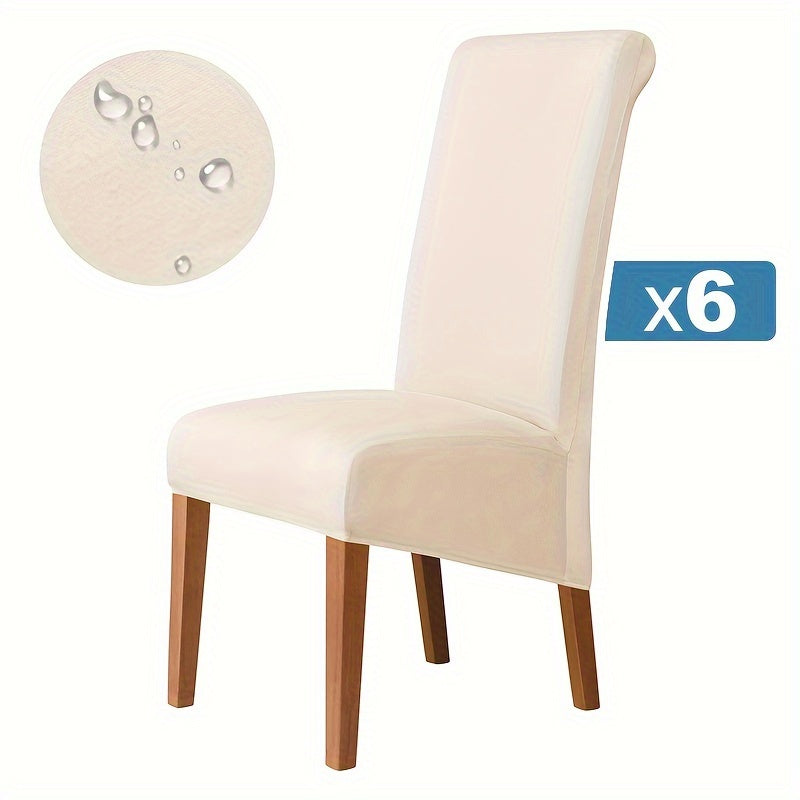 Waterproof Fiber Fabric Chair Cover for High-Back Chairs Set of 4 or 6 Living Room Office Home Decor