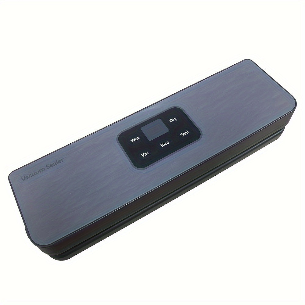 Вакуумный упаковщик с сенсорными кнопками, цифровым дисплеем, съемной очисткой и 10 бесплатными пакетами для запечатывания для упаковки сухих/влажных продуктов, чтобы сохранить свежесть.