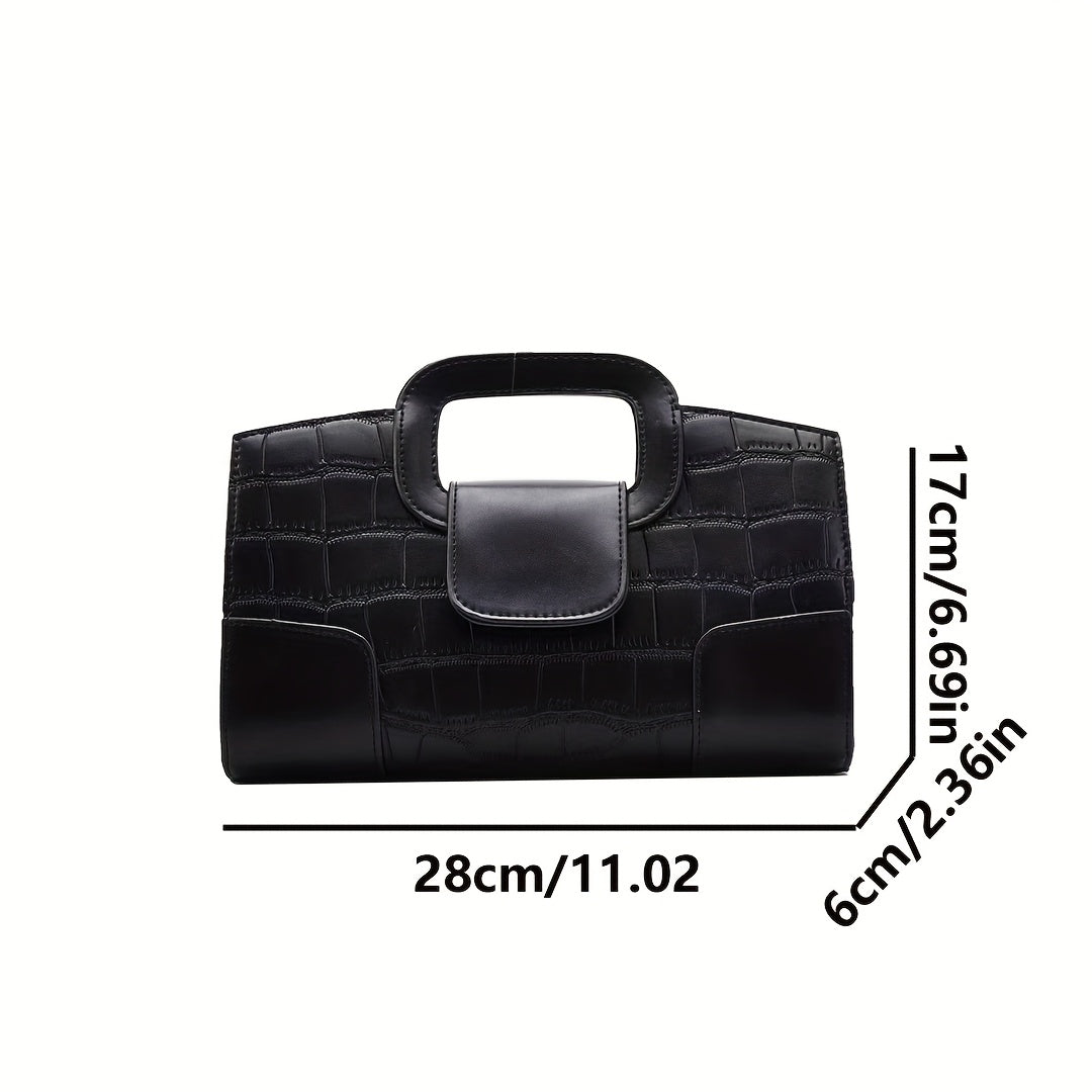 Women's Faux Leather Crocodile Pattern Crossbody Bag with Chain Strap Black or Coffee