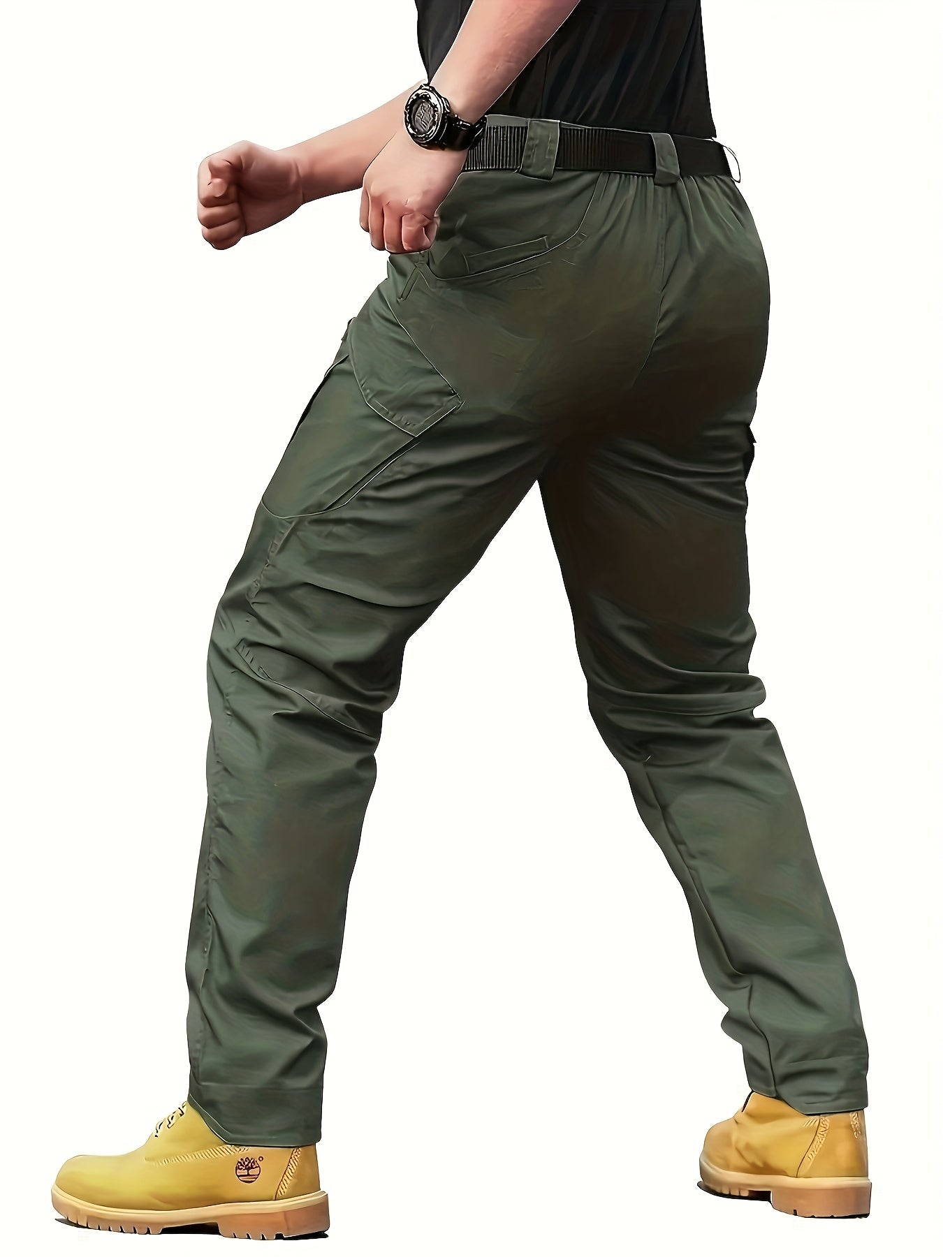 Men's Waterproof Cargo Pants for Outdoor Activities with Pockets and Solid Color
