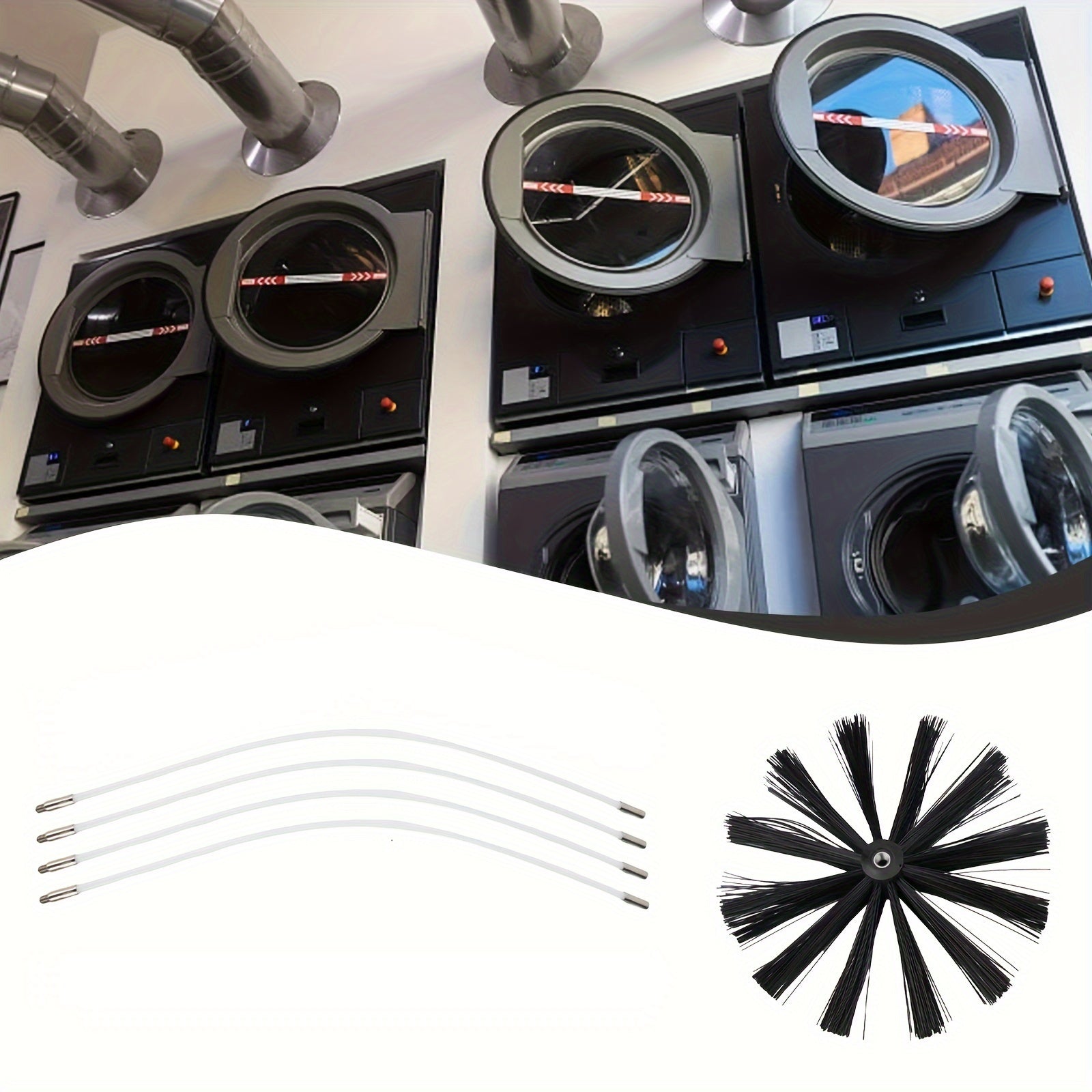 Chimney Dryer Pipe Cleaning Brush Set with 4 Rods and 60cm Brush Rod