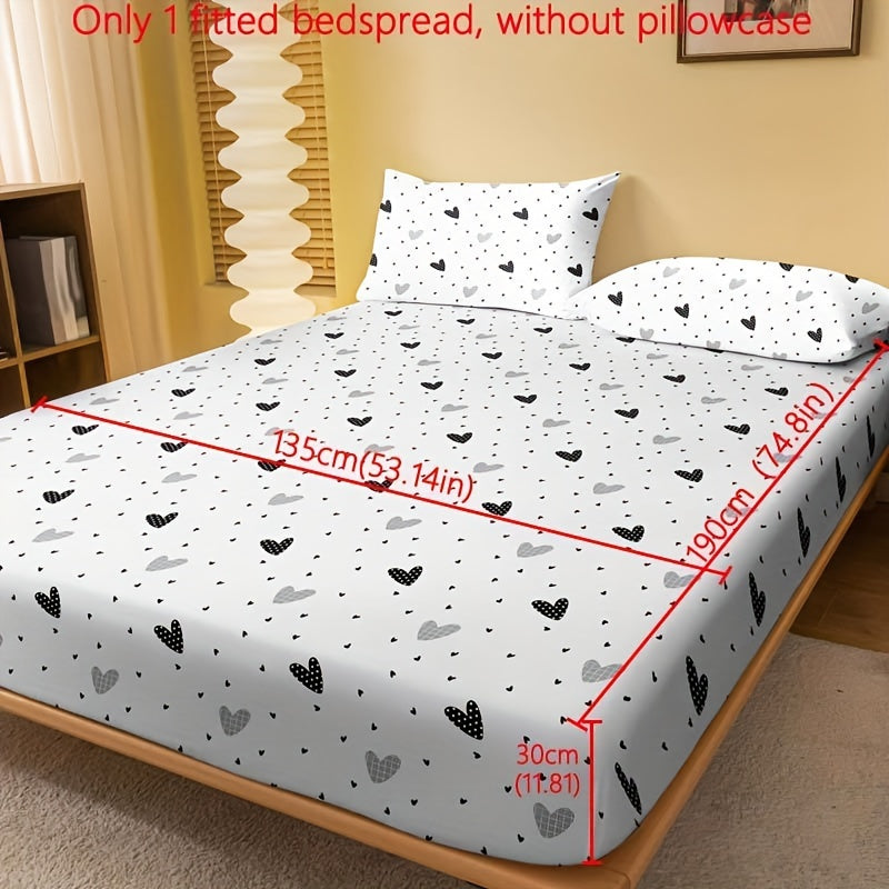 Red and White Heart Pattern Fitted Sheet for Bedroom or Guest Room