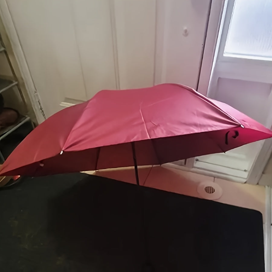 Windproof Sun Umbrella 8 Ribs Iron Frame UV Protection Foldable Black