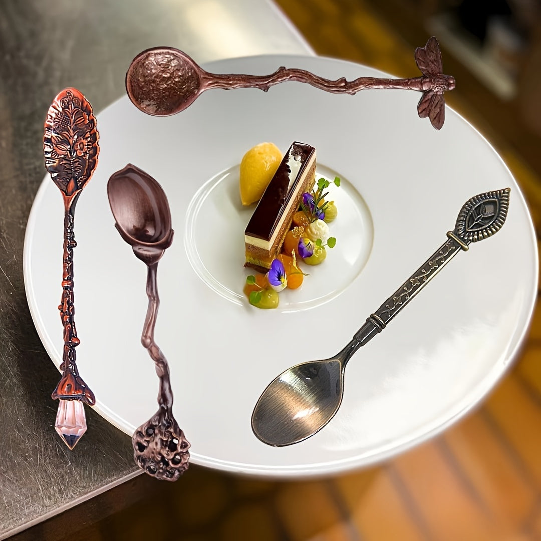 6-Piece European Style Metal Spoon Set for Coffee Dessert and Mixing Kitchen Dining