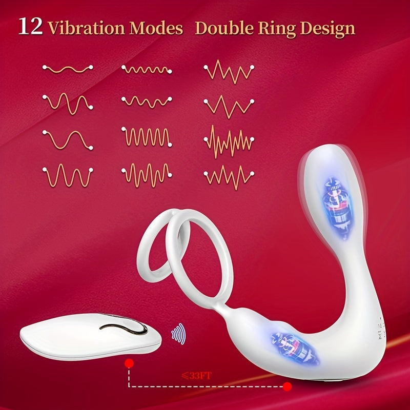 Male Prostate Massager Vibrating Anal Plug with Cock Ring 12 Modes