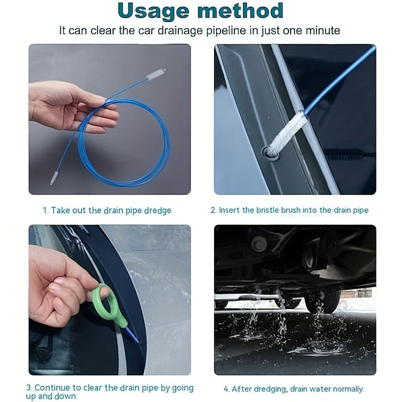 Гибкий инструмент для очистки дренажных отверстий авто с электросолнцезащитным козырьком и лобовым стеклом, длинная щетка