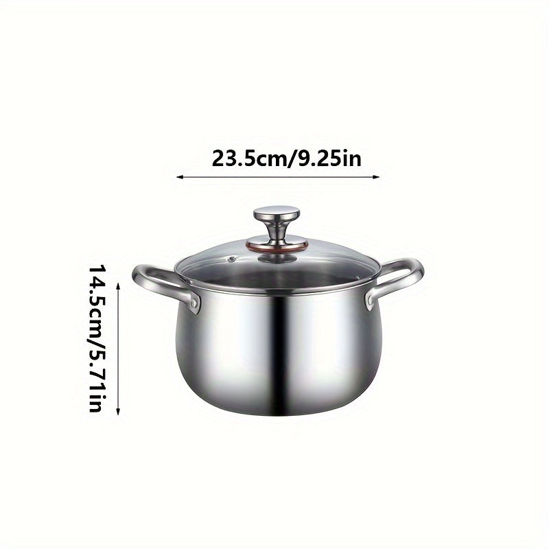 Triple Layer Steel Soup Pot with Extra Thickness for Cooking and Boiling