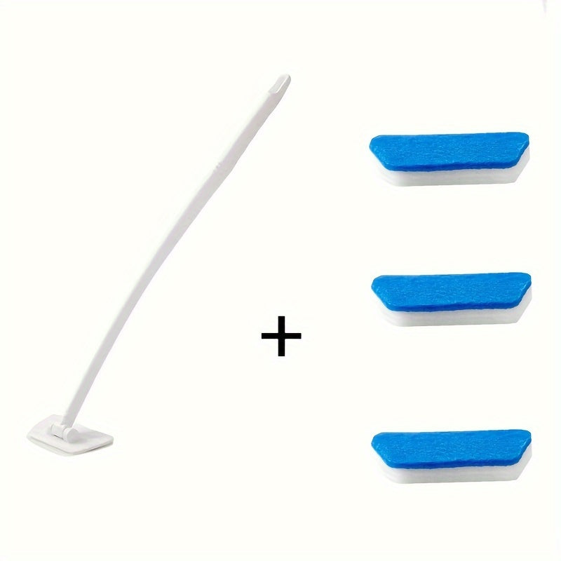 Extendable Tub and Tile Scrubber with Long Handle and 3 Reusable Sponge Heads for Bathroom and Kitchen Cleaning