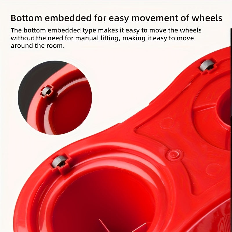 Juego de cubo y mopa giratoria roja con 3 paños de mopa para suelos de madera y limpieza en húmedo