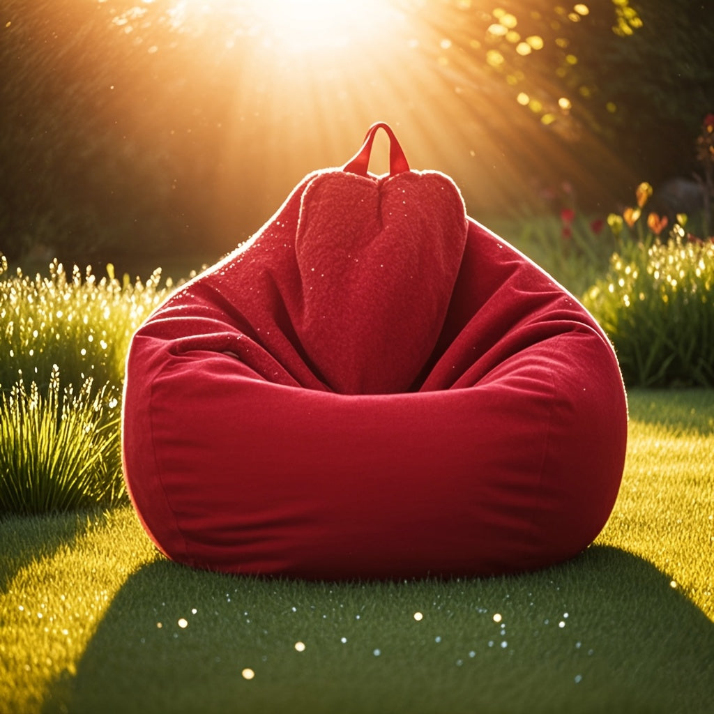 Portable Beanbag Chair for Camping and Home Decor Woven Chambray Ergonomic Space-Saving