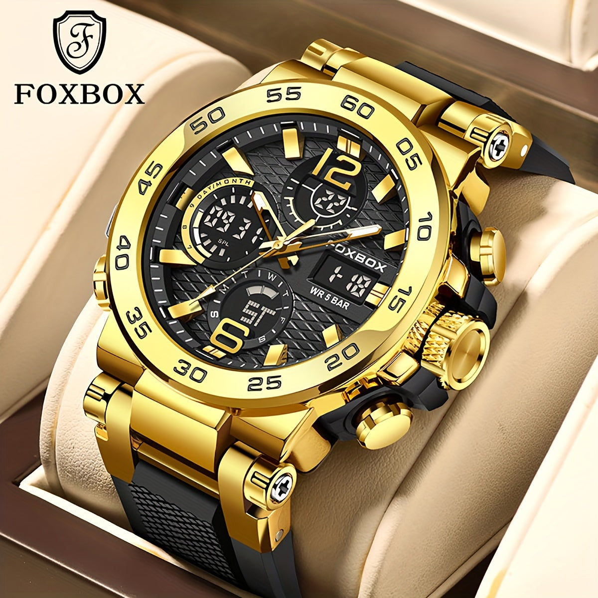 Multi-Functional Chronograph Watch with Dual Display for Men and Women