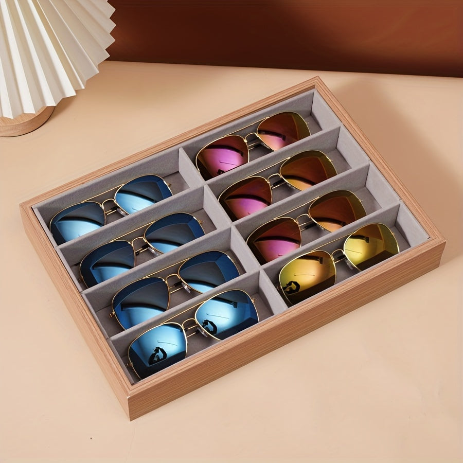 Wooden Grain Jewelry Organizer with 8 Slots for Watches and Accessories