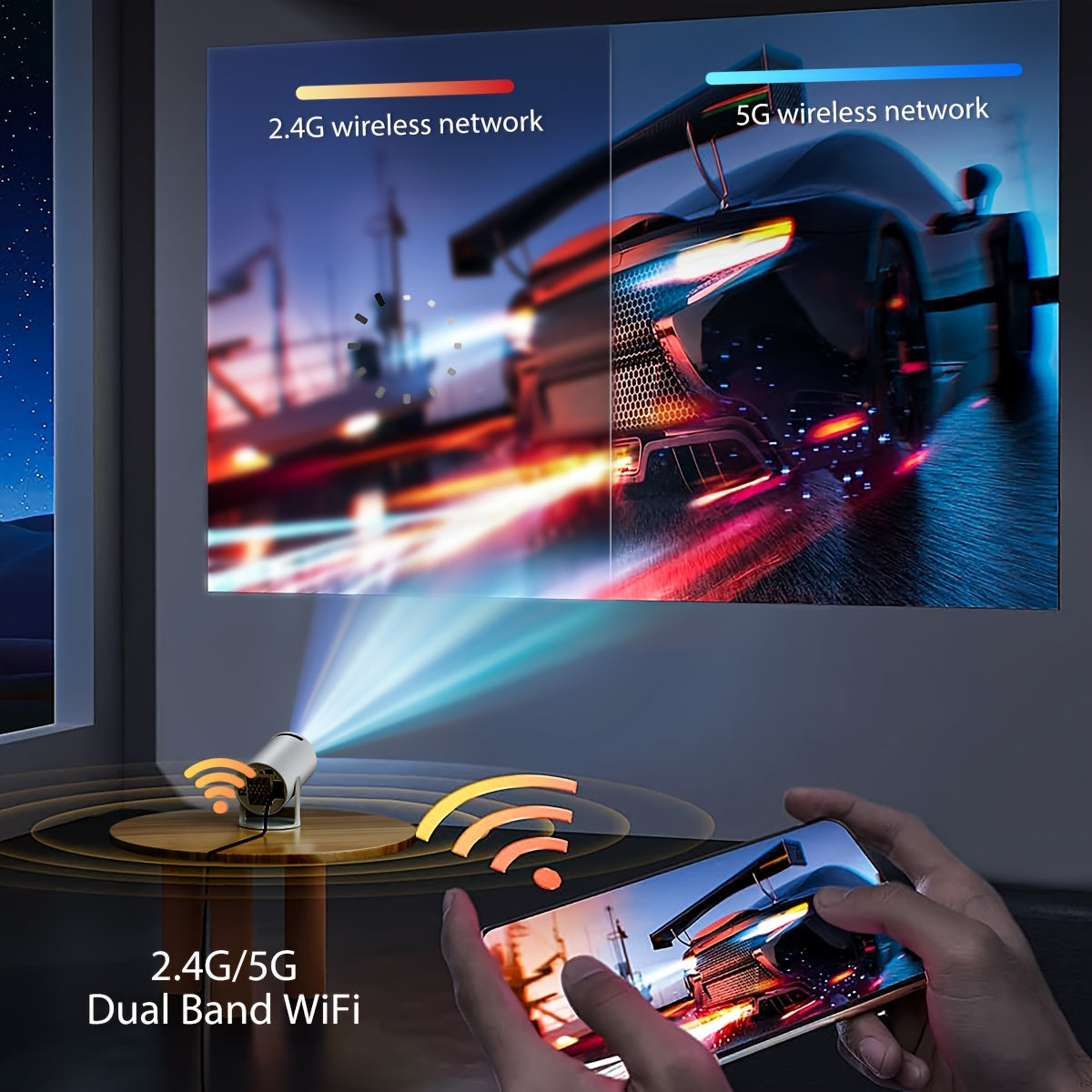 Mini Projector 720P HD Wi-Fi 260 Lumens with Remote and Android 11