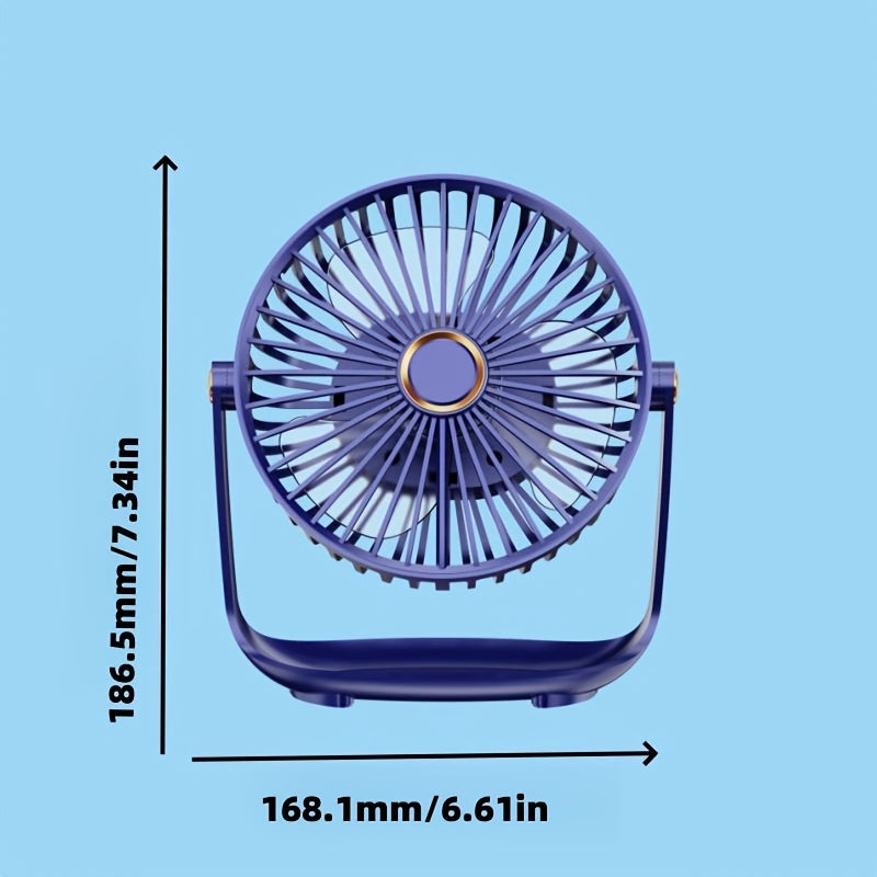 Mini Desktop Fan with Night Light, USB Rechargeable, 5-Speed Settings