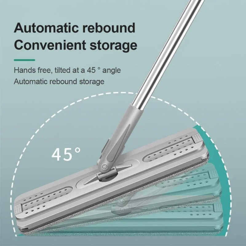 Oson ishlatiladigan mikroto'qima tekis pol mopi qulay siqish chelak bilan birga keladi, bu esa qo'l bilan yuvishsiz tozalash imkonini beradi. Tez quritish tizimi mavjud va qayta ishlatiladigan padlar bilan birga keladi. Plastik materialdan tayyorlangan.