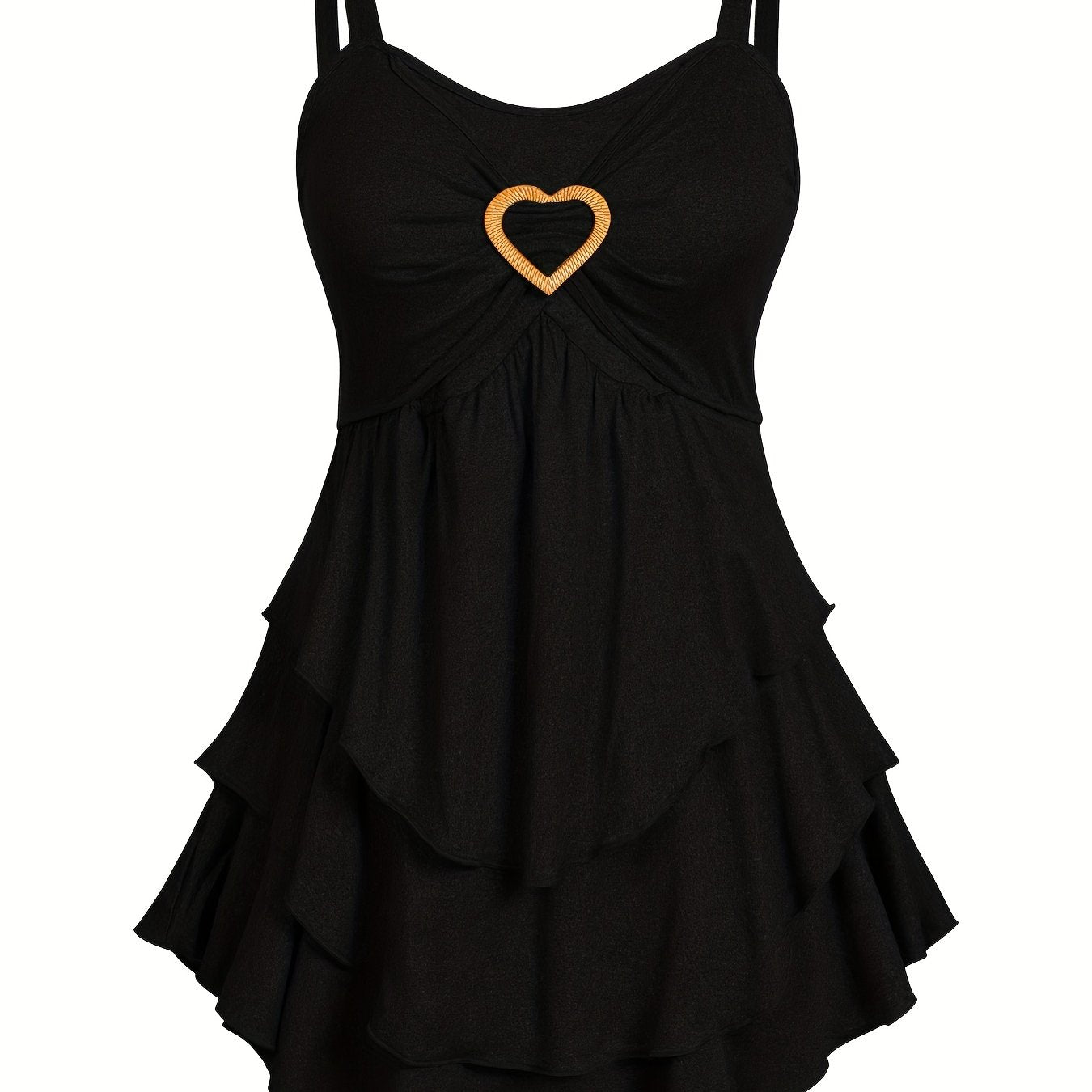 Топ на толстую фигуру женский хлопковый с сердечным декором и многослойным дизайном