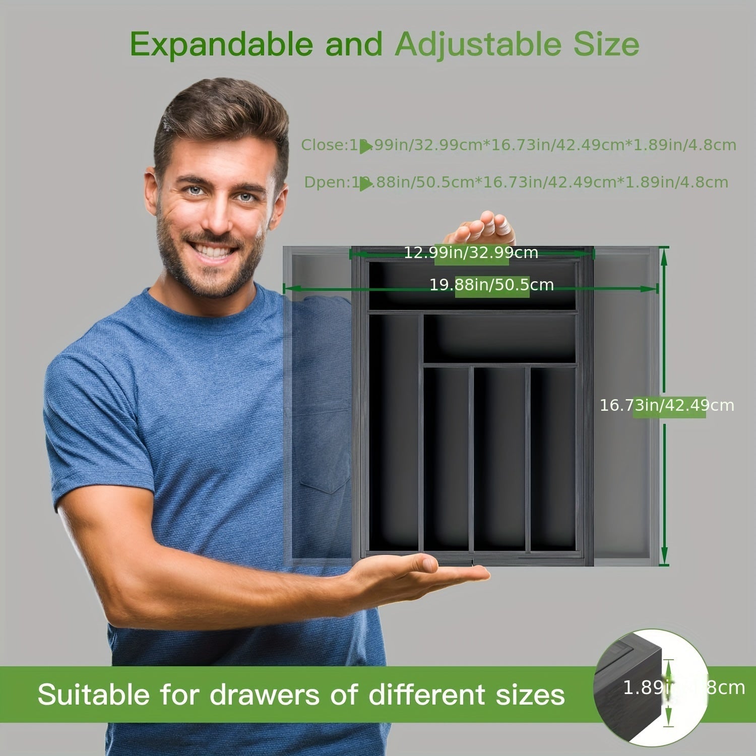 Bambuk pichoq va vilkalar saqlash qutisi, choʻziladigan stol uchun idish-tovoq tashkilotchisi, 1 dona