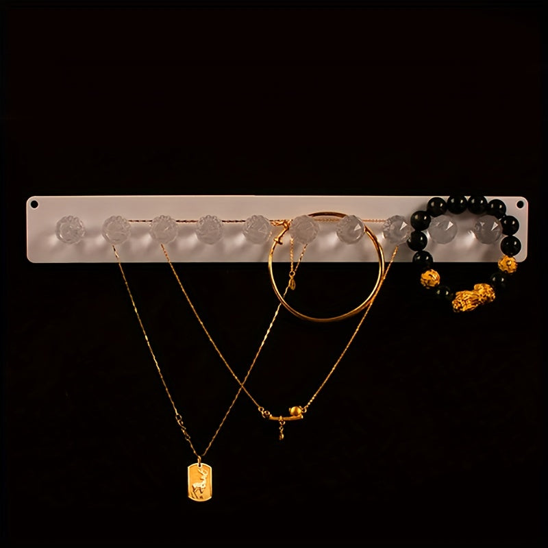 Acrylic Wall Mount Necklace Display Rack with Hooks for Jewelry Organization