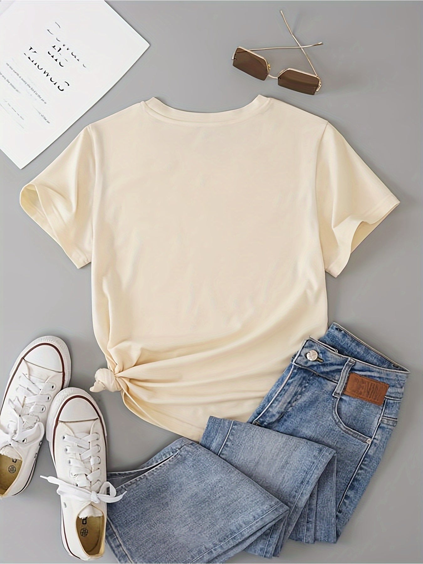 Plus Size Women's Casual Graphic T-Shirt Short Sleeve Round Neck