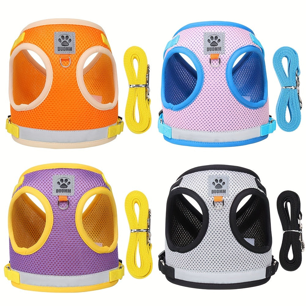 Анти-убегание шлейка для кошек с отражающими элементами, дышащая, регулируемая для путешествий и прогулок на свежем воздухе