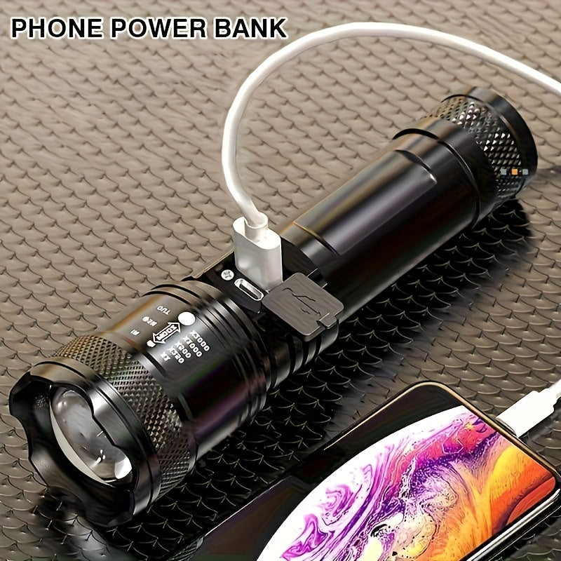 LED Flashlight with USB Charging 800mAh Battery Portable Indoor Outdoor