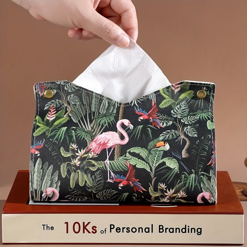 Zamonaviy sun'iy charm mato qopqog'i, retro moyli rasm dizayni bilan, suv o'tkazmaydigan, uy, avtomobil va ish stoli uchun ko'p maqsadli, ijodiy salfetka ushlagich.