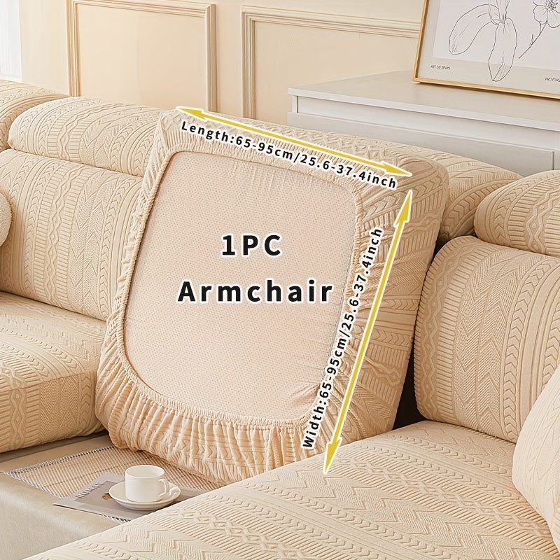 Qorong‘u kulrang chiziqli divan qopqog‘i, barcha mavsumlar uchun elastik uy himoyasi