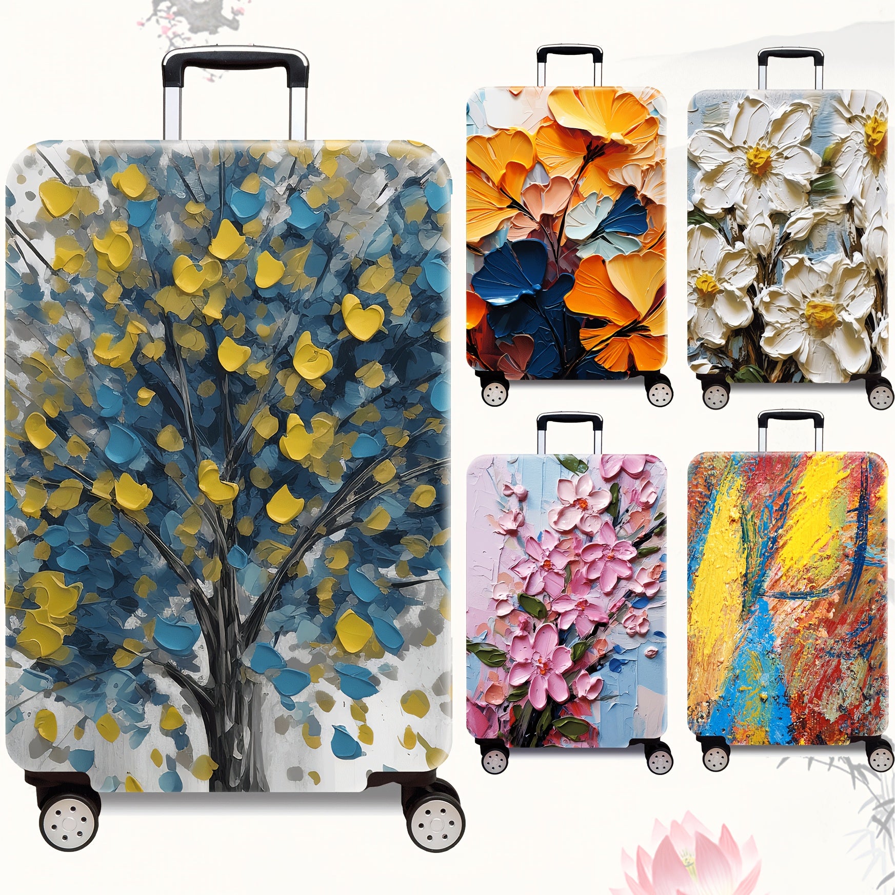 Vibrant Floral Butterfly Luggage Cover Polyester TSA-Approved 50.8-71.12 cm