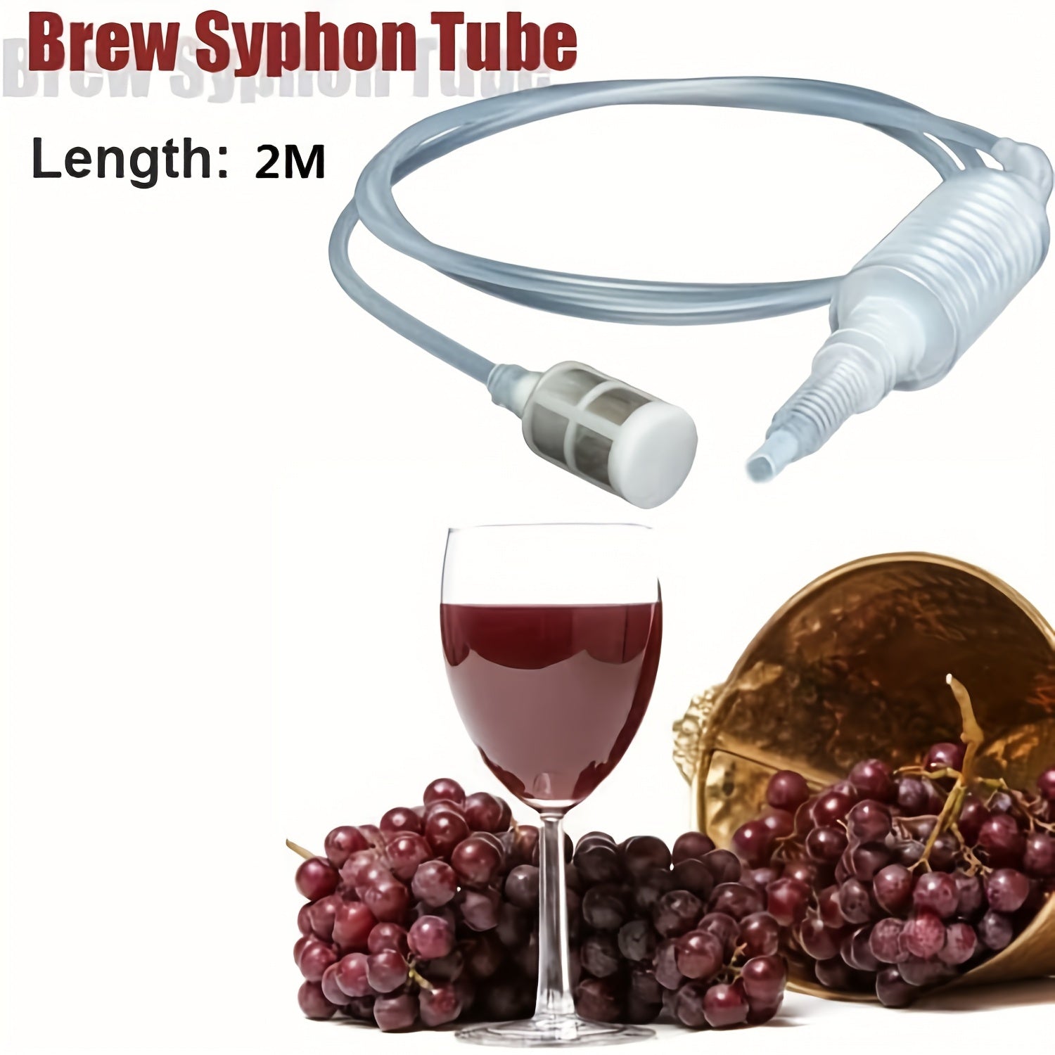Plastic Wine Siphon Filter with Hose Clip for Home Winemaking and Brewing