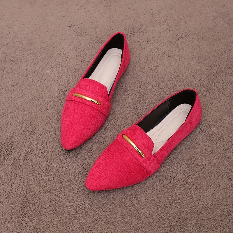 Women's Flat Loafers Slip-On Pointed Toe Solid Color Lightweight Fabric Shoes