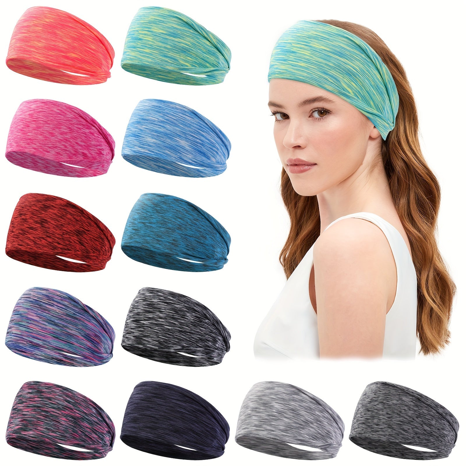 Unisex Polyester Sweat-Wicking Striped Headbands 3-Pack for Running Gym Yoga