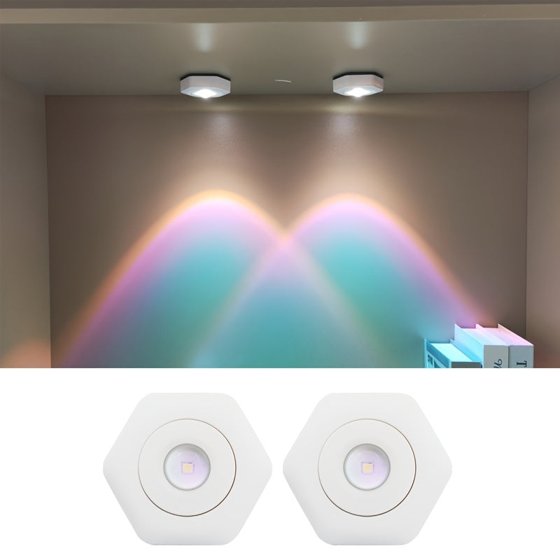 Lámpara de atardecer LED con diseño hexagonal, brillo de dos niveles, alimentada por batería para dormitorio, sala de estar, fotografía