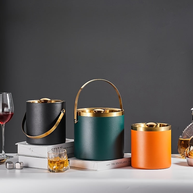 Insulated Stainless Steel Ice Bucket Double Layer for Champagne Wine Beer Non-Slip