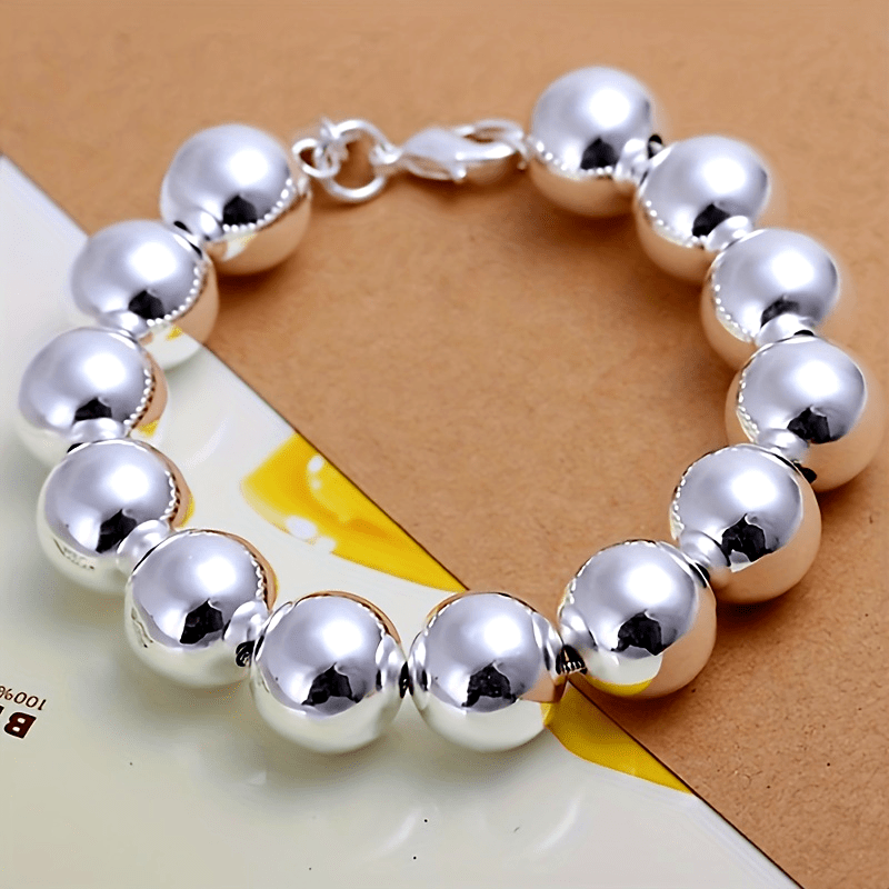 Sterling Silver Beaded Bracelet Vintage Style No Plating for Women and Men