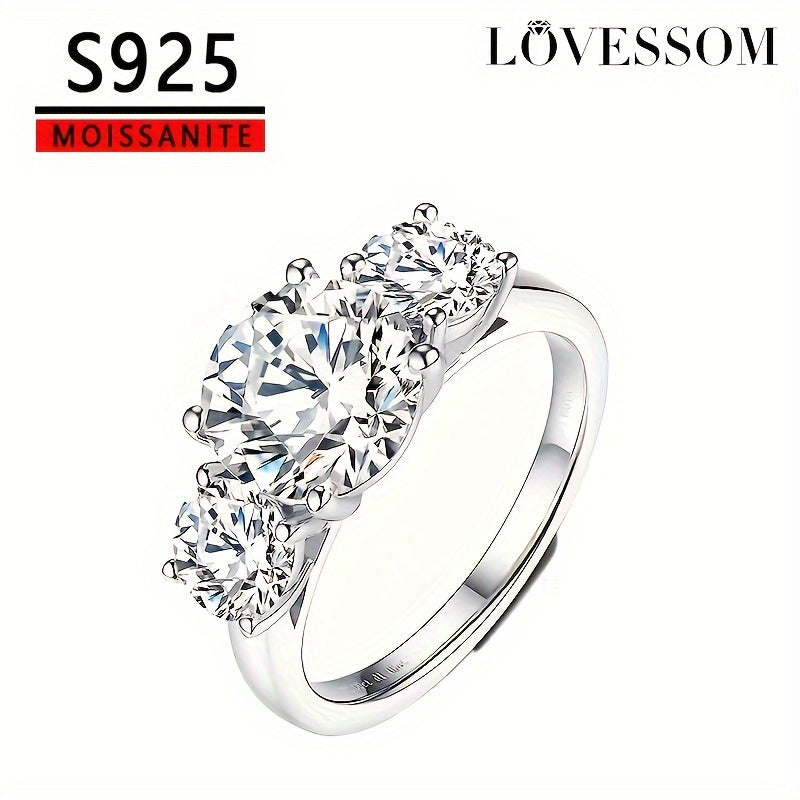 Sterling Silver Promise Ring for Women 2/4ct Moissanite Engagement Wedding Gift Box
