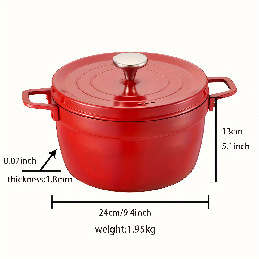 Cast Iron Dutch Oven Stockpot with Lid Non-Stick Heat-Resistant for Induction Cooking