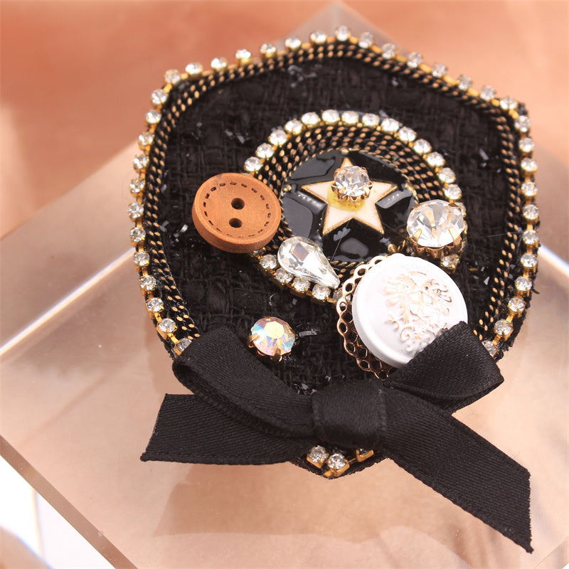 Broche de estilo barroco con pedrería, diseño de botón de imitación, joyería para ropa, bolsos y sombreros